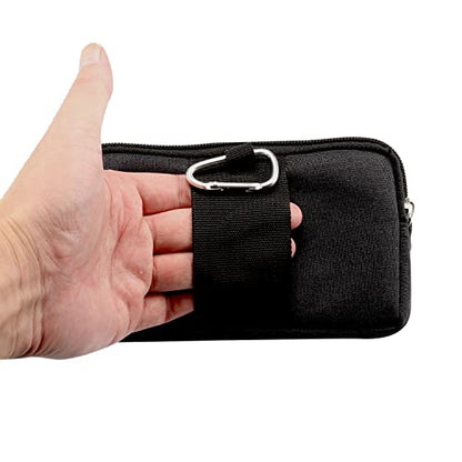 Horizontal Cell Phone Waist Bag Men Black, Waterproof Cell Phone Holder, 5.2"Multifunction Smartphone Belt Clip Holster Nylon Small Outdoor Sport Case Slot Travel Wallet Belt Bag Purse Handbag - color: Black