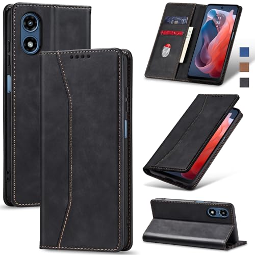 Jasonyu Flip Wallet Case for Moto G Play 4G (2024),Leather Magnetic Folio Cover with Card Holder,Kickstand - TPU Shockproof Durable Protective Phone Case,Black | PU Leather Magnetic Folio Cover,with Card Holder,Kickstand,TPU Shockproof,Durable,Protective