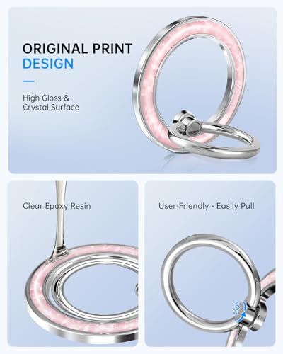 Magnetic Phone Ring Holder, Cute Cell Phone Grip, Pink Conch - color: Pink Conch