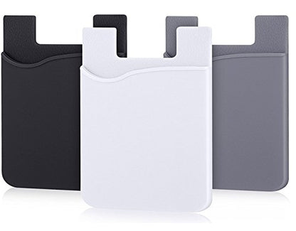 AgentWhiteUSA Cell Phone Wallet, Stick on Wallet (3 Pieces) (for Credit Card, Business Card & Id) | Compatible with Almost Every Phone | iPhone, Android & Most Smartphones - color: Grey/Black/White