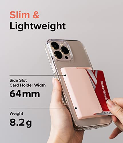 Ringke Side Slot Card Holder for Phone Case, Business Card Holder for Women, Men, ID Credit Card Holder Stick on, Phone Wallet Compatible with iPhone, Galaxy, and Pixel - Peach Pink (2 Pack) - color: Peach Pink (2 Pack)