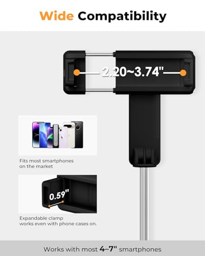 Selfie Stick with Wireless Remote – Portable Selfie Stick for iPhone & Android, Lightweight Foldable Travel Phone Holder for Cell Phone, for Photograph, Video Recording, Streaming
