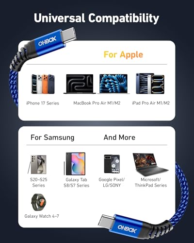 USB C to USB C Cable 60W [2Pack 3FT], USB C Fast Charging Cable for Car - color: Blue, size: 3FT, style: USB C to USB C