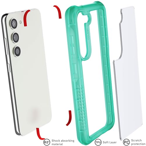 Ghostek Covert Galaxy S23 Phone Case Clear with Military Grade Shockproof Protection, Non-Slip Grip, Protective Silicone Cover Designed for 2023 Samsung Galaxy S23 (6.1") (Teal) - color: Teal [Limited], size: Galaxy S23