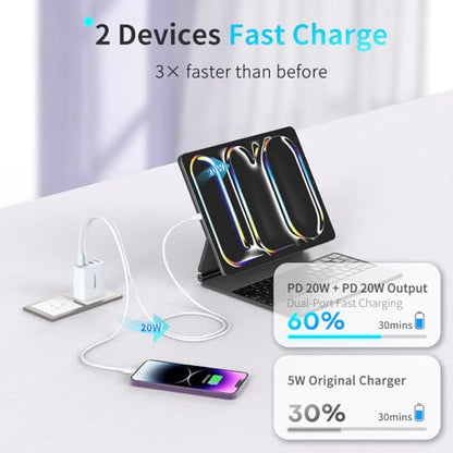 40W USB C Charger Block, 2-Pack Foldable Wall Charger - color: White, size: 40W, style: 2-pack