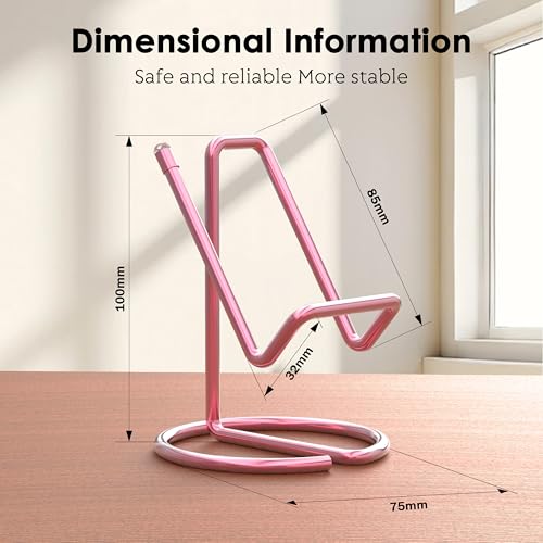 Metal Cell Phone Stand for Desk, Cute One-Piece Phone Holder, Stable Desktop Display Dock for iPhone, iPad, Samsung, Tablets & All Mobile Phones, Pink - color: Pink