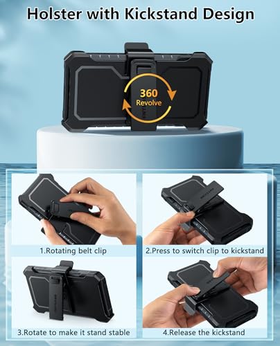 FNTCASE for Google Pixel 9A Case, Belt Clip, Built-in Screen Protector | Rugged Kickstand, 20FT Military-Grade Drop Protection, Full Body Heavy Duty Shockproof Holster, Hard Protective Cover