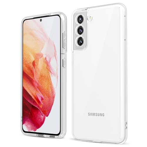 oakxco for Samsung Galaxy S21 Phone Case Liquid Silicone Grip, Cute Thin Slim Soft Rubber TPU Plain Smooth Gel Cover for Women Girl Aesthetic Design, Matte Solid Protective & Shockproof, Clear - color: Clear, size: S21