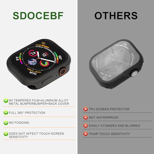 Aluminum Rugged Case for Apple Watch Series 10/11 46mm, Built-in Tempered Glass with Back Cover, Ultra Thin Shockproof Metal Bumper Raised Edge Protection, Titanium Gray - color: Space Gray, size: 46mm