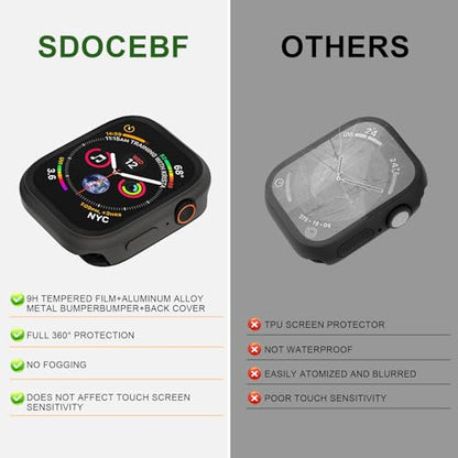 Aluminum Rugged Case for Apple Watch Series 10/11 46mm, Built-in Tempered Glass with Back Cover, Ultra Thin Shockproof Metal Bumper Raised Edge Protection, Titanium Gray - color: Space Gray, size: 46mm