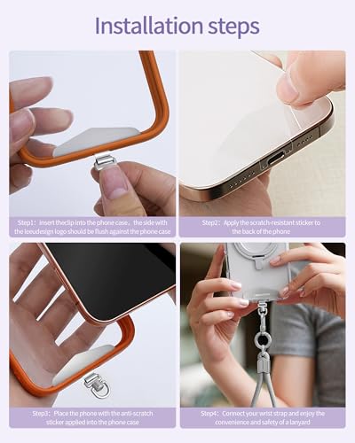 LEEUDESIGN 3 in 1 Luxury Phone Lanyard, Adjustable Crossbody Neck Strap & Short Wrist Strap, Anti-Lost Anti-Theft Detachable Phone Chain, Versatile Shoulder Phone Sling for All Cell Phones(Grey+Pink) - color: Grey+pink