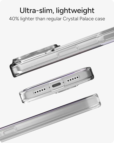 ZAGG Crystal Palace Lite Case for iPhone 17 Pro - Clear, Drop Protection (10ft/3m), Ultra-Slim & Lightweight, Sleek & Minimalistic Phone Case with Transparent Design, Anti-Yellowing Technology - size: iPhone 17 Pro, style: Without Magsafe