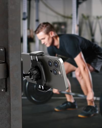 APPS2Car Magnetic Phone Holder for Gym, Aluminum Alloy Base and Joint 360 Adjustable, Compatible with 4.7-6.9" All Phones & Heavy Case, Grey - size: Larger Grey - 1 Pack