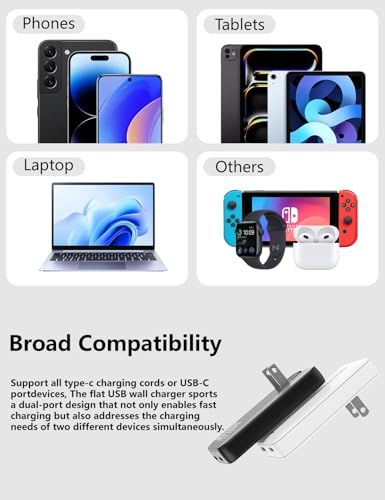 65W Slim USB C Wall Charger, Compact USBC Charger Block with Dual Port - color: Black-1PC