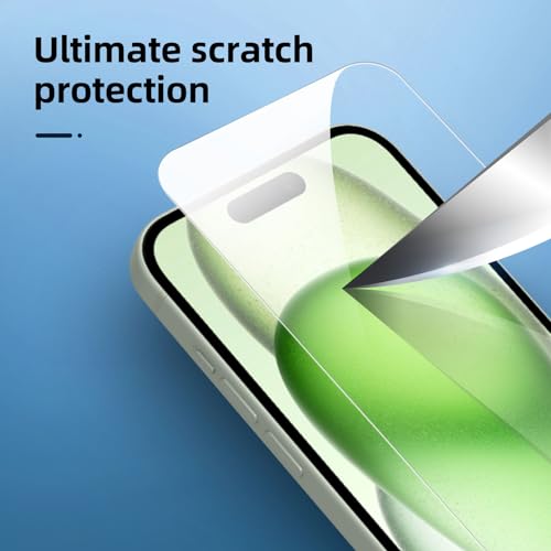 NEW'C 4 Pack, 2 Pack for iPhone 15 Screen Protector (6.1 inch) + 2 Pack Camera Lens Protector, Sensor Protection,Case Friendly Tempered Glass Film - size: 15 6.1 inches