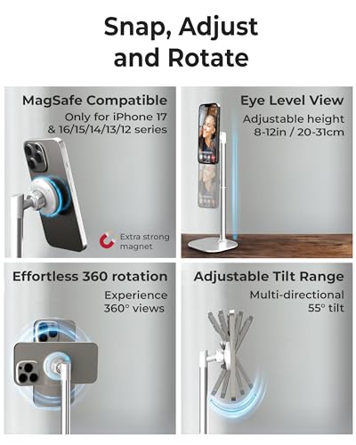COOPER MagStand Magnetic Phone Stand for Desk, MagSafe Tripod, iPhone 17 - color: x1 Pack - Frost White