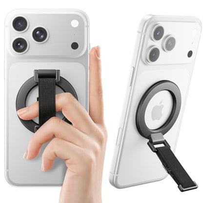 SUPERONE for MagSafe Phone Grip with Soft Finger Strap & Magnetic Kickstand - color: Black
