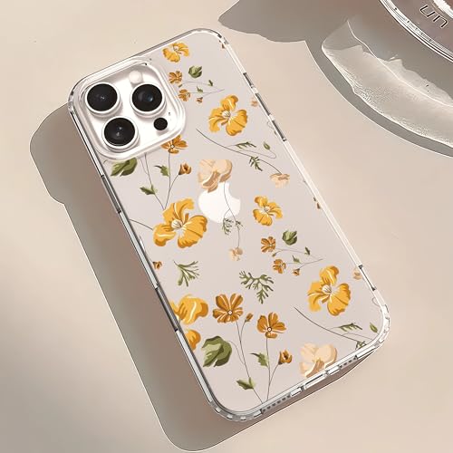 IAIYOXI Clear Case for iPhone 16 Pro, [Crystal Clear Military-Grade Drop Protection], Non-Yellowing, Slim Lightweight Transparent TPU Bumper Phone Case Cover Design - Yellow Flower - color: Yellow Flowers, size: iPhone 16 Pro