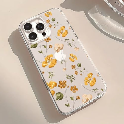 IAIYOXI Clear Case for iPhone 16 Pro, [Crystal Clear Military-Grade Drop Protection], Non-Yellowing, Slim Lightweight Transparent TPU Bumper Phone Case Cover Design - Yellow Flower - color: Yellow Flowers, size: iPhone 16 Pro