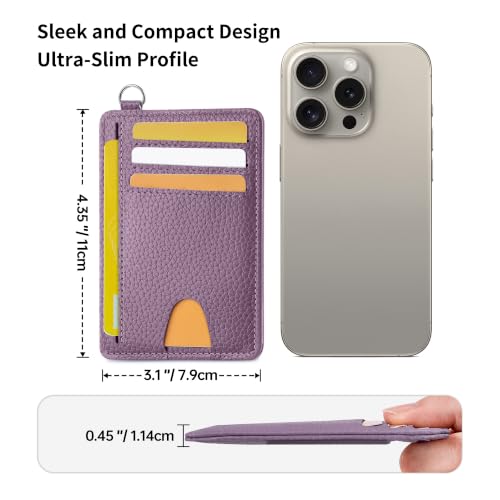 Mayski Slim Wallet, Credit Card Holder for Women, Minimalist Front Pocket RFID Blocking Card Cases, Small Wallet Women Men(Litchi Lavender) - color: Litchi Lavender