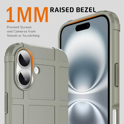 Rugged Shield 8ft Drop Proof TPU Thick Armor Tactical Protective Case Compatible with iPhone 16 (6.1 inches) - Light Clay - color: Light Clay, size: iPhone 16