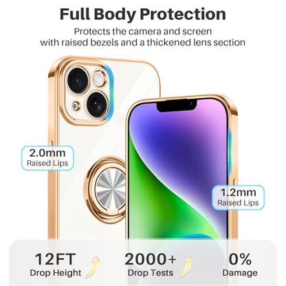 Dinick White for iPhone 14 Case with Ring Holder Kickstand - color: White, size: 6.1'' iPhone 14