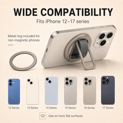 Magnetic Silicone Phone Grip | Super Strong Magnetic Design, 360° Rotation, Comfortable Grip, Compatible with iPhone 16/15/14/13/12 Series, Perfect for Selfies and Watching Videos - color: Off-White