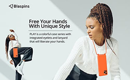 Crossbody Lanyard Strap Case for iPhone 14 Pro Max, Neck Cross Body, Adjustable Holder Removable, Drop Protection Shockproof, Hands-Free Silicone Case 6.7 inch, 150 cm Strap, iP14PM- Orange - color: Orange