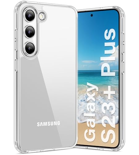 Vakaa Clear Case for Samsung Galaxy S23+ Plus 5G, Anti-Yellowing | Hard Back with Military-Grade Drop Protection, Wireless Charging Compatible - color: Transparent, size: S23+ Plus