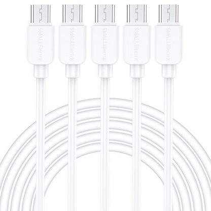 SMALLElectric Micro USB Cable (5-Pack, 6FT) Android Charger, Long Android Phone Charger Cord for Samsung Galaxy S7 S6 Edge J7 S5,Note 5 4,LG 4 K40 K20,MP3,Kindle,Tablet,White