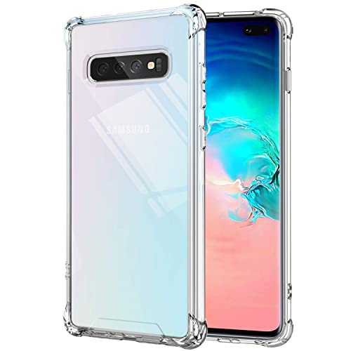 KIOMY Clear Case for Samsung Galaxy S10+ / S10 Plus, Airbag Corners Shockproof Bumper Protective Phone Cover, Hybrid Design Hard PC Back with Flexible TPU Frame - color: Clear