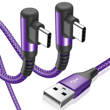 USB to USB C Cable Right Angle 3.1A Fast Charger Carplay 2Pack 3.3ft Purple - color: purple, size: 3.3ft+3.3ft