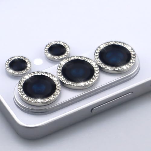 for Samsung Galaxy S26 Ultra Camera Lens Protector, Bling Diamond Metal Ring Tempered Glass Lens Cover, Sparkly Rhinestone Accessories (Silver) - color: Silver
