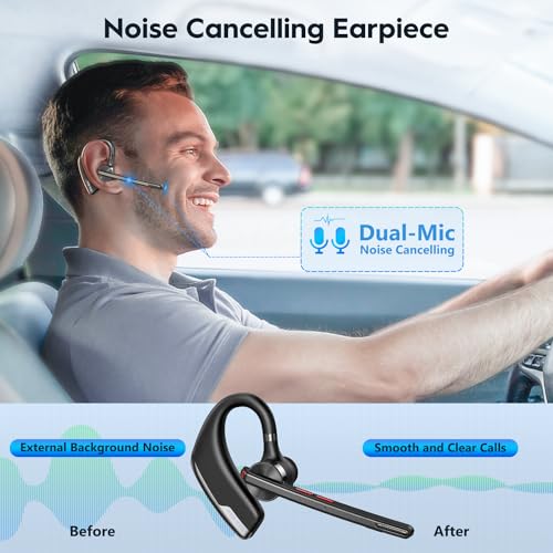 New Bee Bluetooth Headset, Dual Mic Noise Cancelling Bluetooth Earpiece - size: 1 PACK