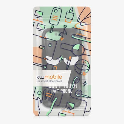 kwmobile TPU Silicone Case Compatible with Apple iPhone 17e / iPhone 16e - Case Soft Cover - Don't Touch My Phone White/Black - size: iPhone 17e / iPhone 16e
