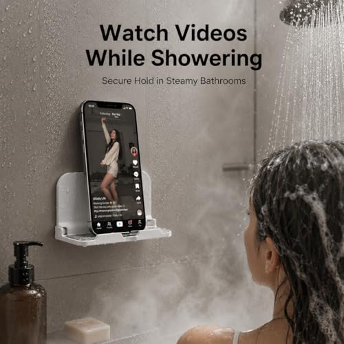 pzoz Foldable Wall Phone Holder, Adhesive Phone & Tablet Wall Mount Stand