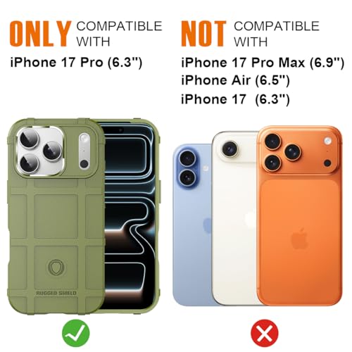 Rugged Shield Case for iPhone 17 Pro (6.3"), 8ft Military Drop Proof, Wear Resistant Tactical Cover, Army Green - color: Army Green, size: iPhone 17 Pro