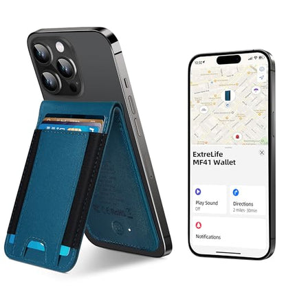 for Magsafe Wallet Works with Apple Find My, Leather Magnetic Phone Wallet - color: Midnight Blue