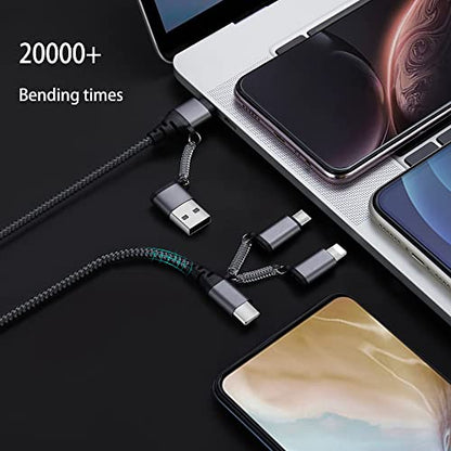 Multi USB Data Cable 1.5M, Lightning/USB C to USB C 60W 3A Charging Cable