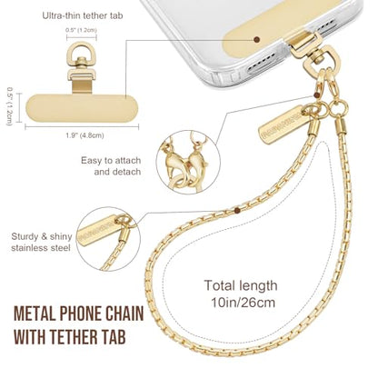 Dadanism Phone Wrist Strap Metal Phone Chain Wristlet Strap, Gold - color: Gold, size: 26 cm