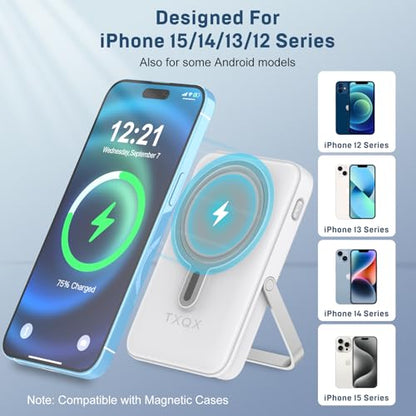 Wireless Portable Charger 10000mAh,Magnetic Power Bank with Built-in Cables LED Display,22.5W PD Fast Charging for Magsafe Battery Pack Compatible with iPhone16/15/14/13/12/Pro/Pro Max (White) - color: White