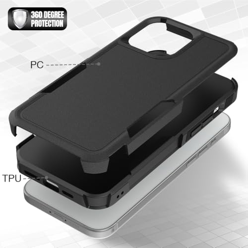 Heavy‑Duty Rugged Anti‑Drop Shockproof Protective Phone Case for iPhone 15 Pro Max, Durable Protective Shell, Black - color: Black, size: iPhone 15 Pro Max