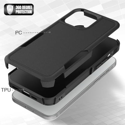 Heavy‑Duty Rugged Anti‑Drop Shockproof Protective Phone Case for iPhone 15 Pro Max, Durable Protective Shell, Black - color: Black, size: iPhone 15 Pro Max