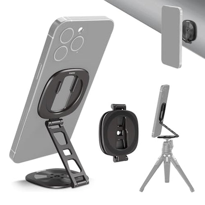 NEEWER PA095 Dual Magnetic Ring Holder for Phone, Slim Folding Magnetic Mobile Phone Holder with 1/4" Screw for Tripod Compatible with MagSafe iPhone Samsung Huawei Android for Video, PA095