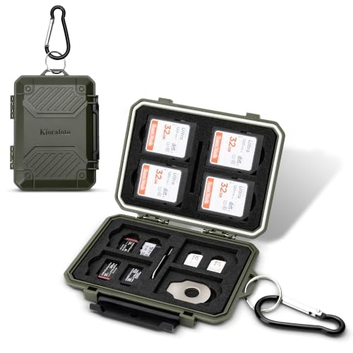 Kiorafoto 22 Slot Memory Card Case for 8 SD & 12 MicroSD & 2 Nano SIM Green - size: For 8 SD+12 TF+2 Nano SIM(GREEN)