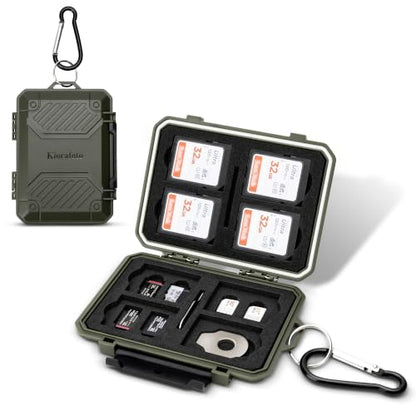 Kiorafoto 22 Slot Memory Card Case for 8 SD & 12 MicroSD & 2 Nano SIM Green - size: For 8 SD+12 TF+2 Nano SIM(GREEN)