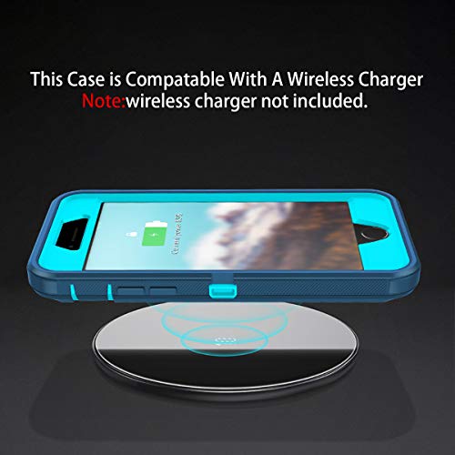 I-HONVA for iPhone SE 2022/2020 Case Built-in Screen Protector Shockproof Dust/Drop Proof 3 in 1 Full Body Rugged Heavy Duty Cover for Apple iPhone SE 3rd/2nd Gen 4.7,Turquoise - color: Turquoise/Blue