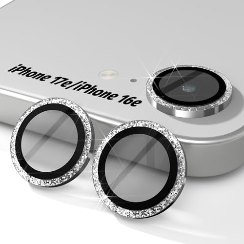 (3 Pack) Orzero Camera Lens Protector for iPhone 17e / iPhone 16e, [EZ Install] [Case-Friendly] 9H Tempered Glass Bling Lens Cover Accessories, Military-Grade Shockproof, HD Clarity Anti-Glare - Glitter Silver - color: Glitter Silver, size: iPhone 17e/16e