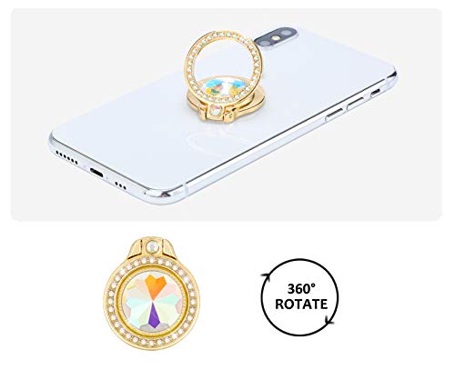 Glitter Bling Bling Phone Ring Holder,Sparkle Phone Ring Artificial Diamond Kickstand,Rhinestone Cell Phone Finger Ring Grip for Women for Almost All Phones,Pad(Gold) - color: Gold