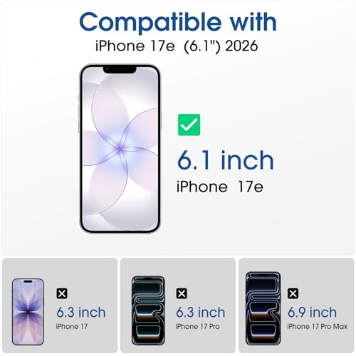 amFilm OneTouch for iPhone 17e Screen Protector 6.1'' Tempered Glass - size: C